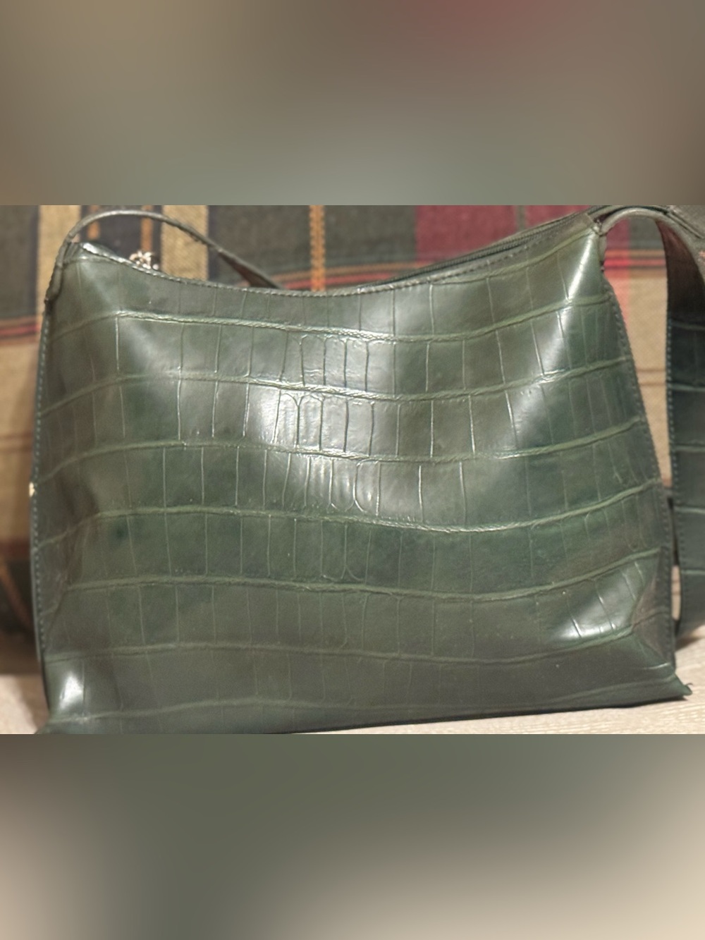 MX Dark Green Croc-Embossed Shoulder Bag VGUC 😊😊